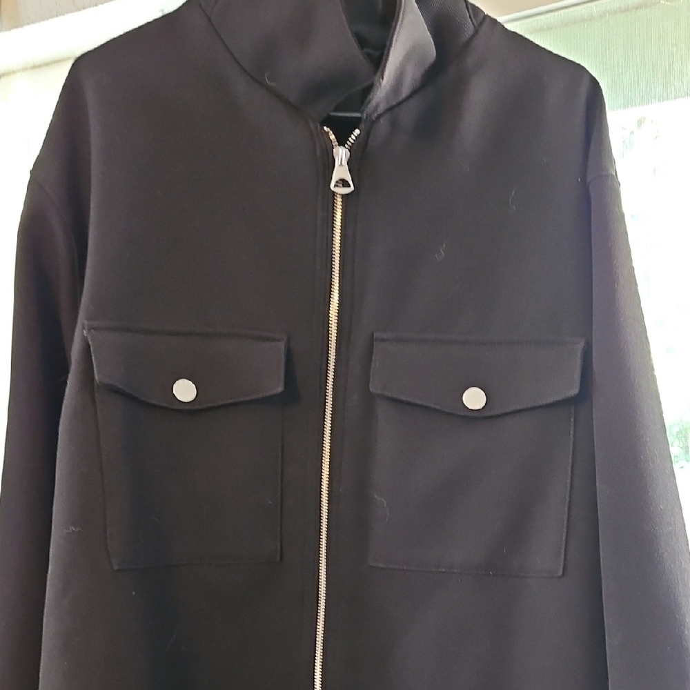 H&M Black Bomber Jacket with Gold Zipper